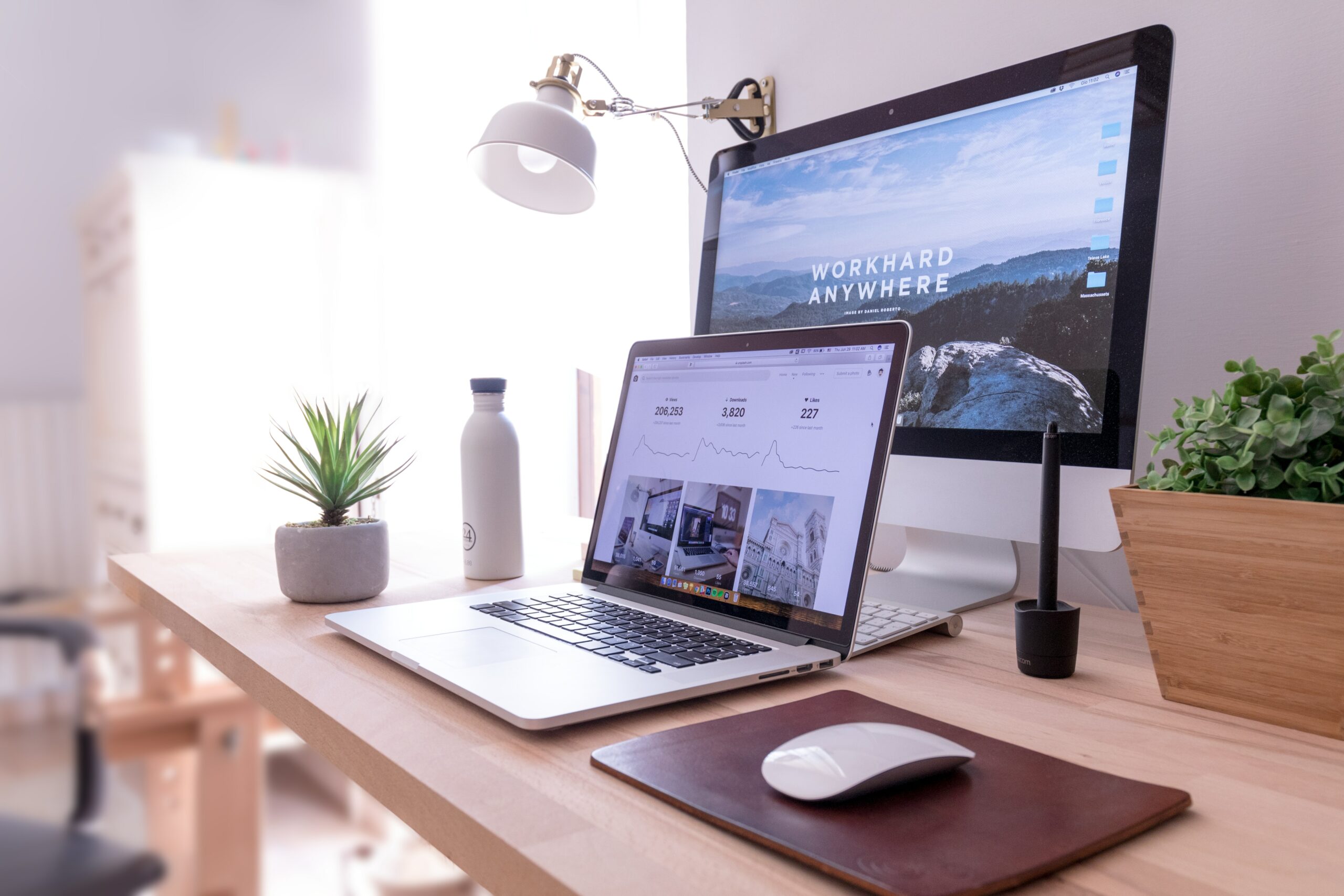 two monitor setup on a desk